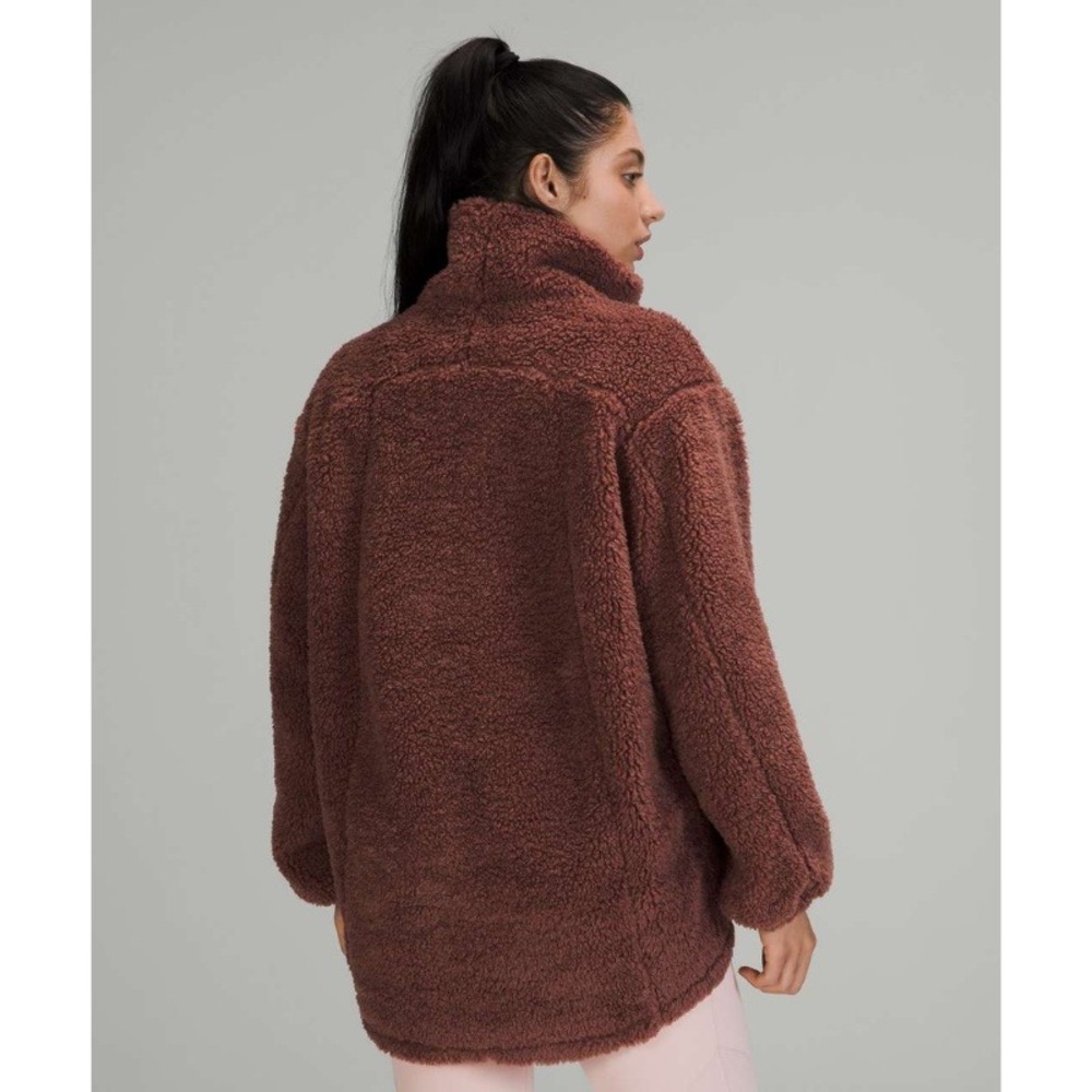 Lululemon Warmth Restore Long Pullover Smoky Topaz Sherpa Funnel Neck Size 6 - Picture 3 of 10